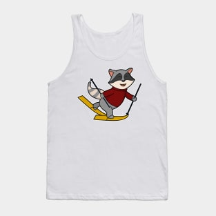 Raccoon as Skier with Skis and Ski poles Tank Top